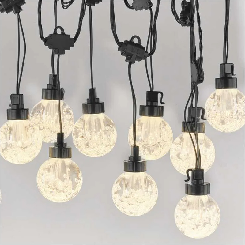 LED kültéri fényfüzér buborékos gömb izzókkal (20 db izzó, 7.6 méter, 6 Watt) meleg fehér