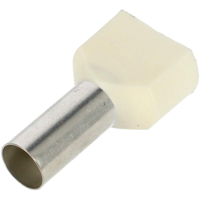 Vezetékre erősíthető érvéghüvely dupla 2x10 mm2 vezetékekhez, elefántcsont (100 db)