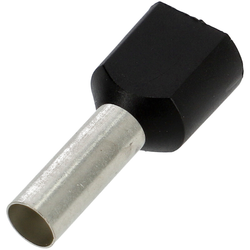 Vezetékre erősíthető érvéghüvely dupla 2x6mm2 vezetékekhez, fekete (100 db)