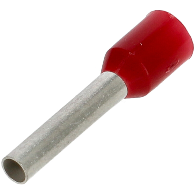 Vezetékre erősíthető érvéghüvely 1.5 mm2 vezetékekhez, piros (100 db) L=10mm
