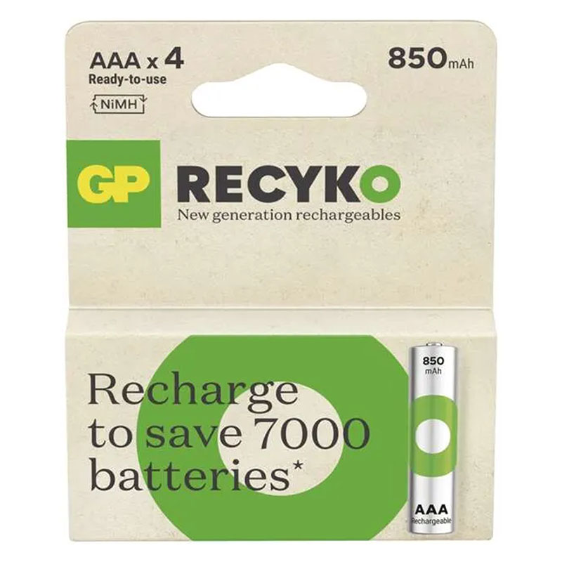 GP ReCyko NiMH - tölthető AAA ceruza elem, 850 mAh (4 db)