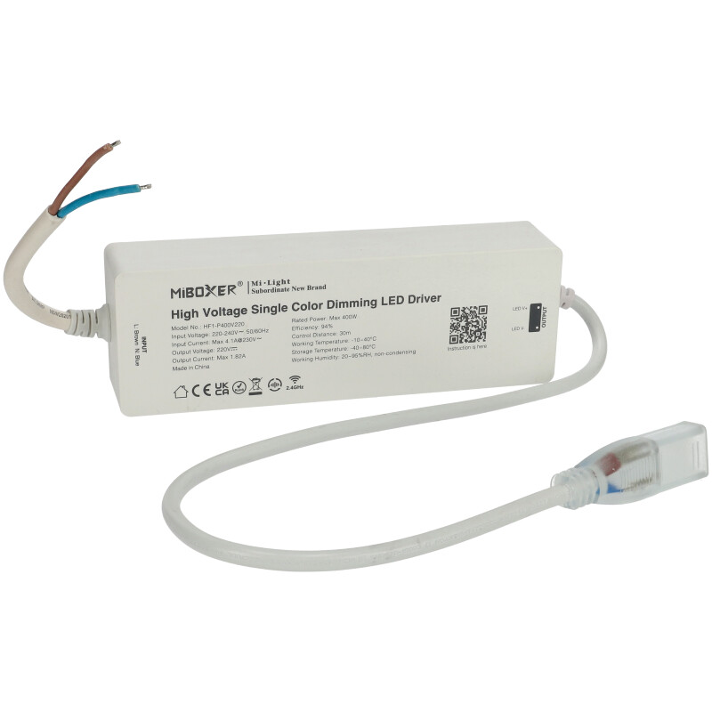 Vezérlő és fényerőszabályozó 230V LED szalaghoz és 230V egyszínű LED fénykábelhez