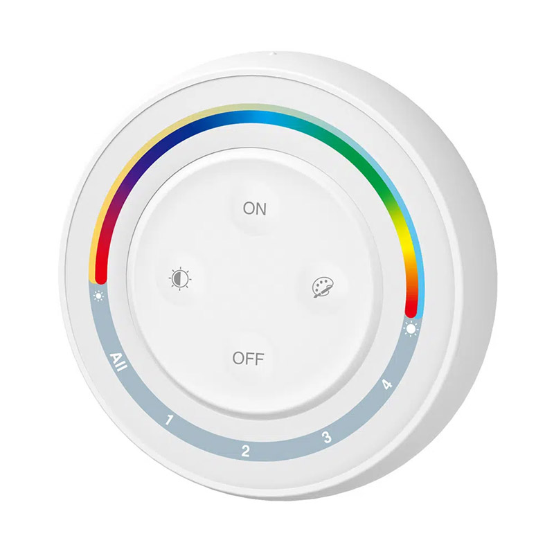 S2W+, RGB+CCT Fali FullColor szabályzó panel (4 zónás) kör alakú, elemes - fehér színű