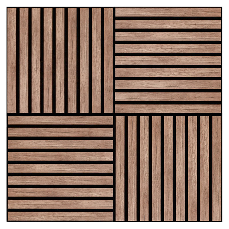 Fa hatású, hangszigetelő lamella falburkolat, filc hátlappal (50 x 50 x 1.8 cm) - bronz tölgy+fekete, 4db/csomag
