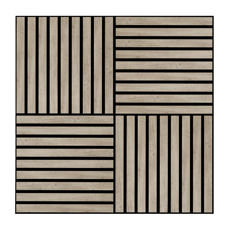 Fa hatású, hangszigetelő lamella falburkolat, filc hátlappal (50 x 50 x 1.8 cm) - natúr tölgy+fekete, 4db/csomag