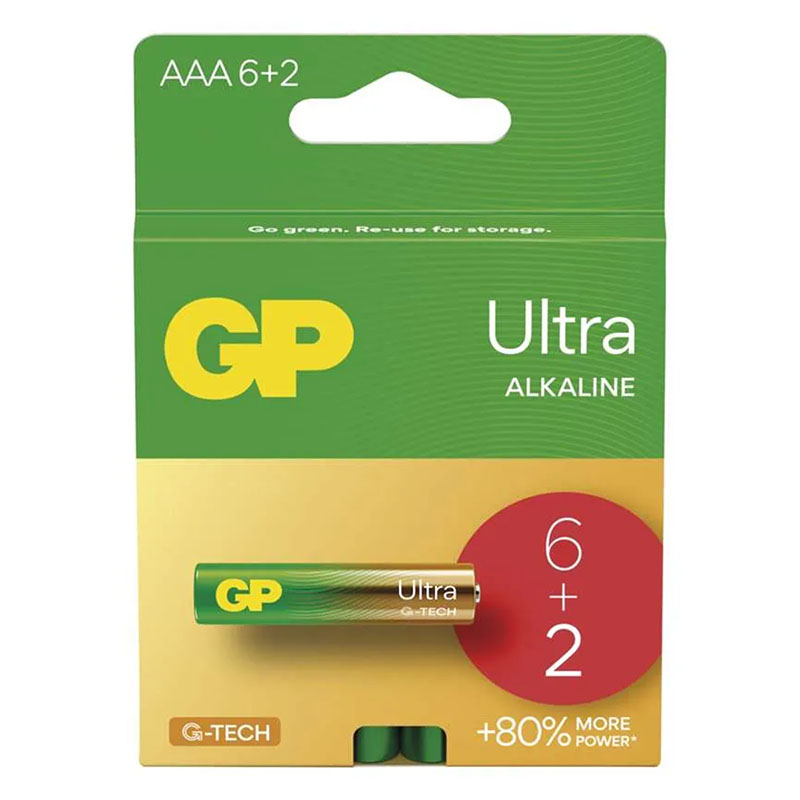 GP Ultra alkáli AAA ceruza elem - (8 db)
