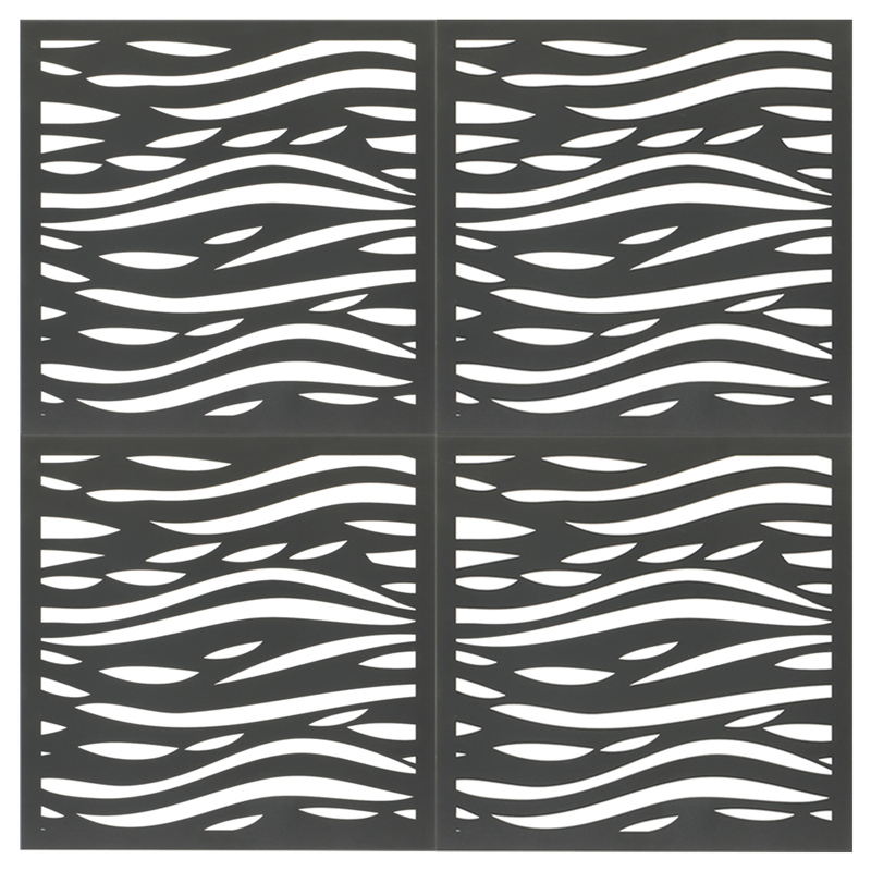 - Fali dekorpanel, hullám minta, 50x50 cm x 4 darab, 3 mm HDF - Antracit