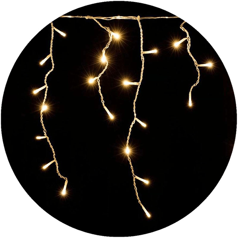 Karácsonyi kültéri LED fényfüzér, (2m/100 LED) meleg fehér, 8 világítási mód