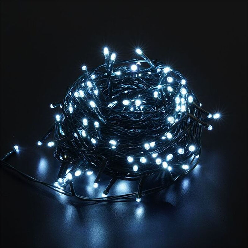 Karácsonyi LED füzér plasztik, extra hideg fehér (200LED/20méter)
