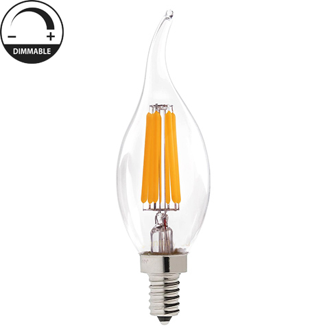 E14 LED izzó Retro filament (4W/300°) Gyertya láng - meleg fehér, dimmelhető