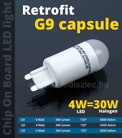 LED lámpa G9 (4W/150°) természetes fehér - Utolsó!