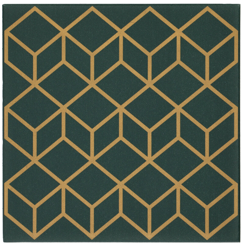 Dekorációs 3D falburkolat - geometrikus minta, zöld-arany (8 darab 50x50 cm-es lap)