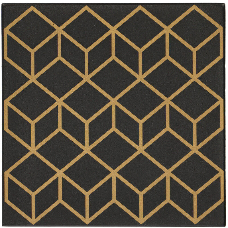 Dekorációs 3D falburkolat - geometrikus minta, fekete-arany (8 darab 50x50 cm-es lap)
