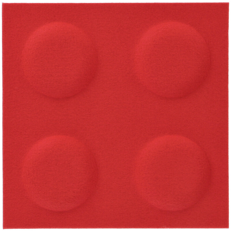 Négyzet alakú filcpanel - filcből készült puha falburkoló 30x30cm, piros