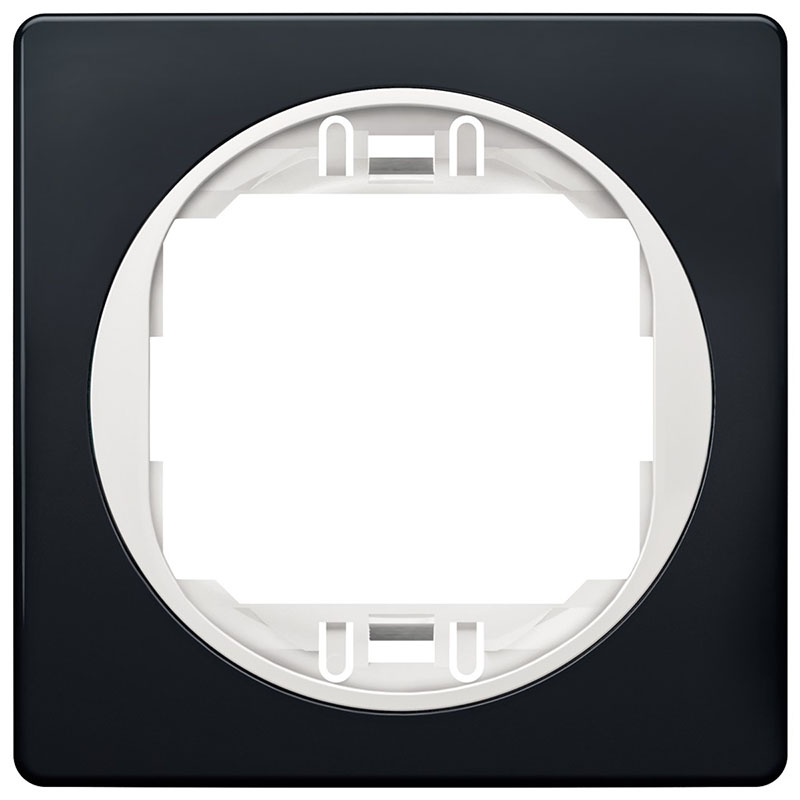 Sorolókeret Soft-touch fekete keret, fehér belső - 1-es keret, 80x80 mm