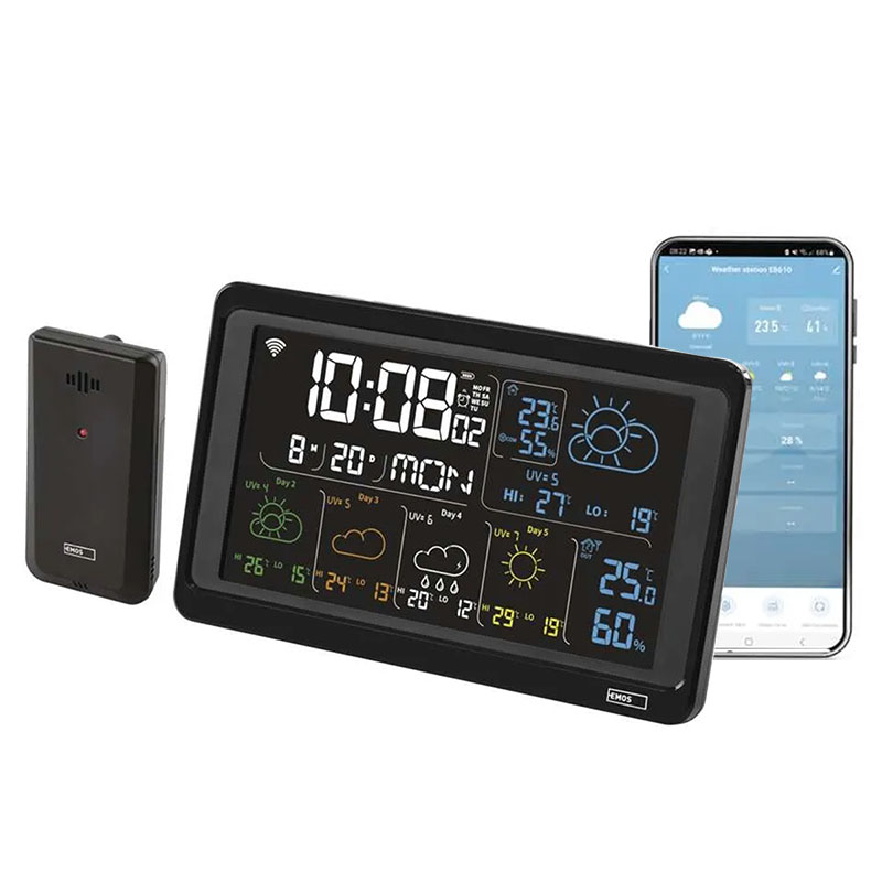 GoSmart vezeték nélküli meteorológiai állomás E8610, fekete, wifis