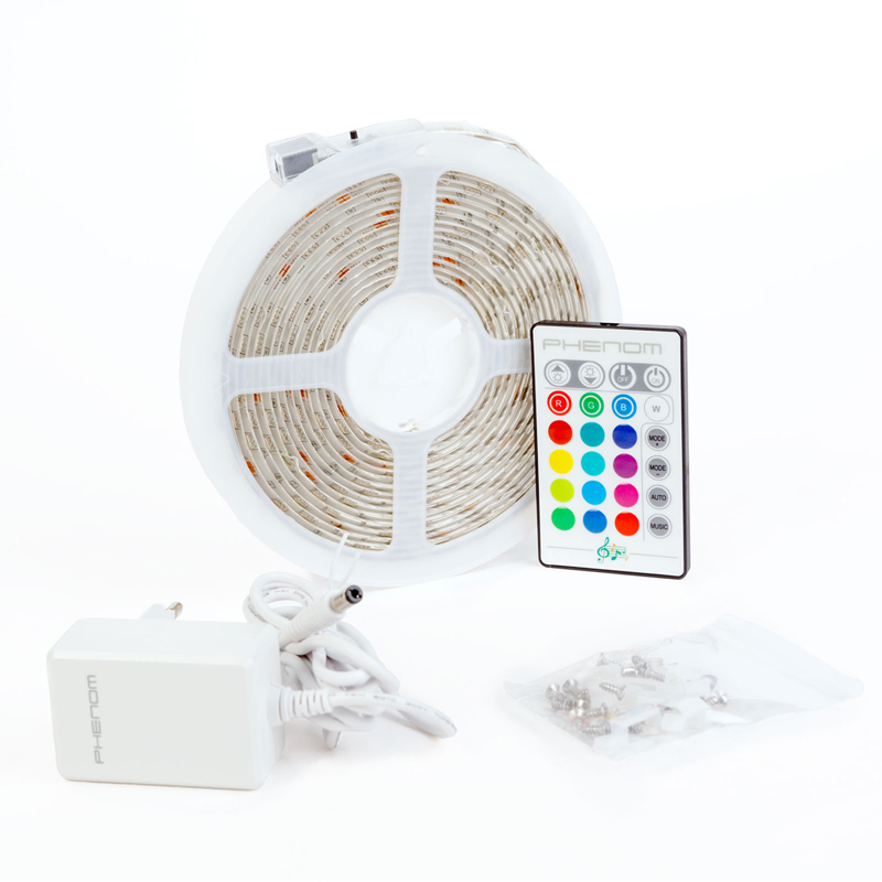 Magic RGB LED szalag szett, 5 méter, adapterrel és 24 gombos vezérlővel, IP65