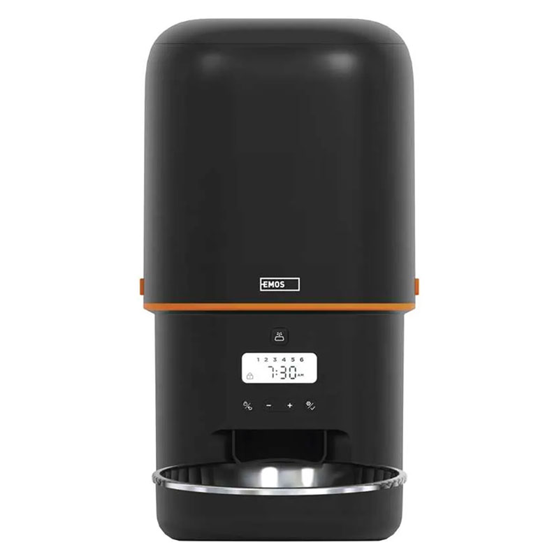 GoSmart állateledel-adagoló, 4 liter, fekete, kijelzővel