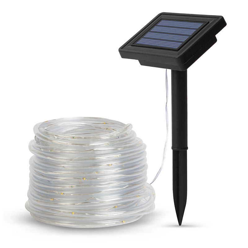 Napelemes kültéri LED fénykábel (4.9m/50 LED) meleg fehér