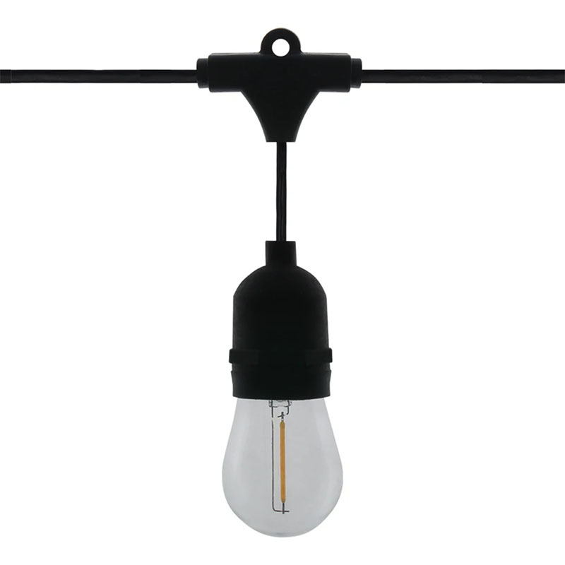 Kültéri dekorációs LED égősor (10 db izzó, 5 méter, 10 Watt) meleg fehér - fekete