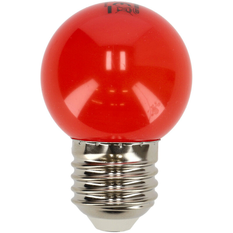 Színes LED lámpa E27 (1W/270°) Kisgömb - piros