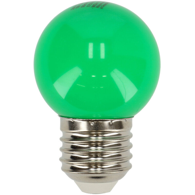 Színes LED lámpa E27 (1W/270°) Kisgömb - zöld