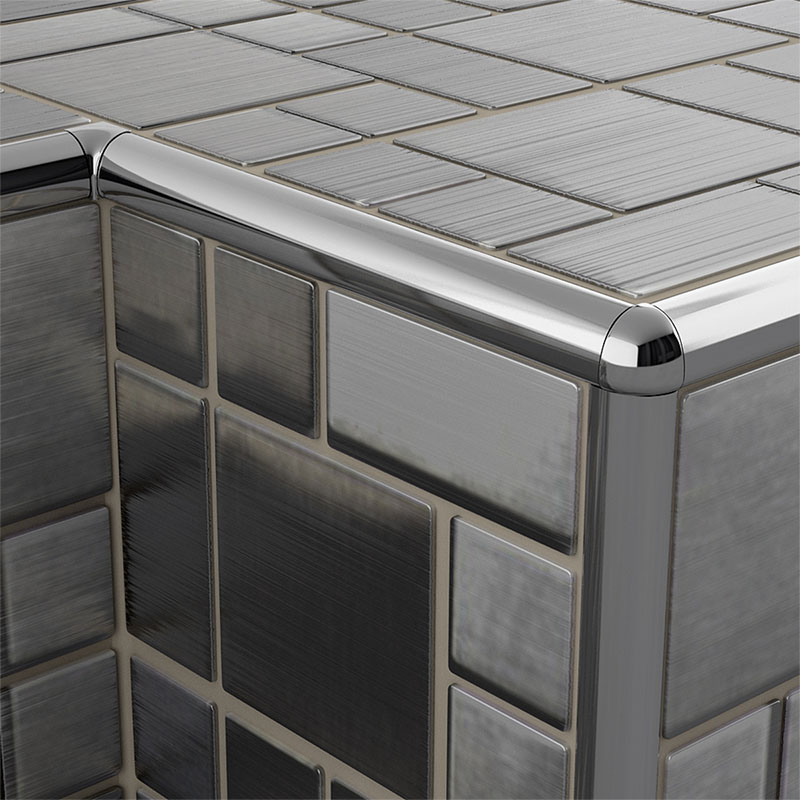 NOX rozsdamentes acél íves csempe élvédő, sarokvédő (12 mm) inox - 250 cm