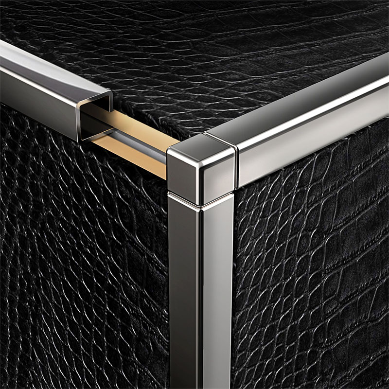 NOX rozsdamentes acél négyzetes sarokprofil, élvédő (12.5 mm) inox - 250 cm