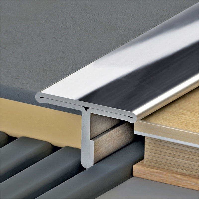 NOX Rozsdamentes acél T-profil, burkolatváltó (14 mm) inox - 250 cm
