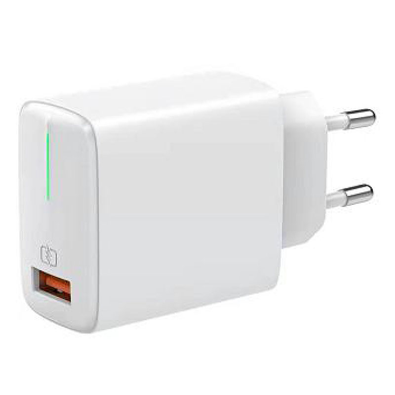 USB töltő, hálózati adapter, gyorstöltéssel (5-12V/3-1.5A) - Fehér