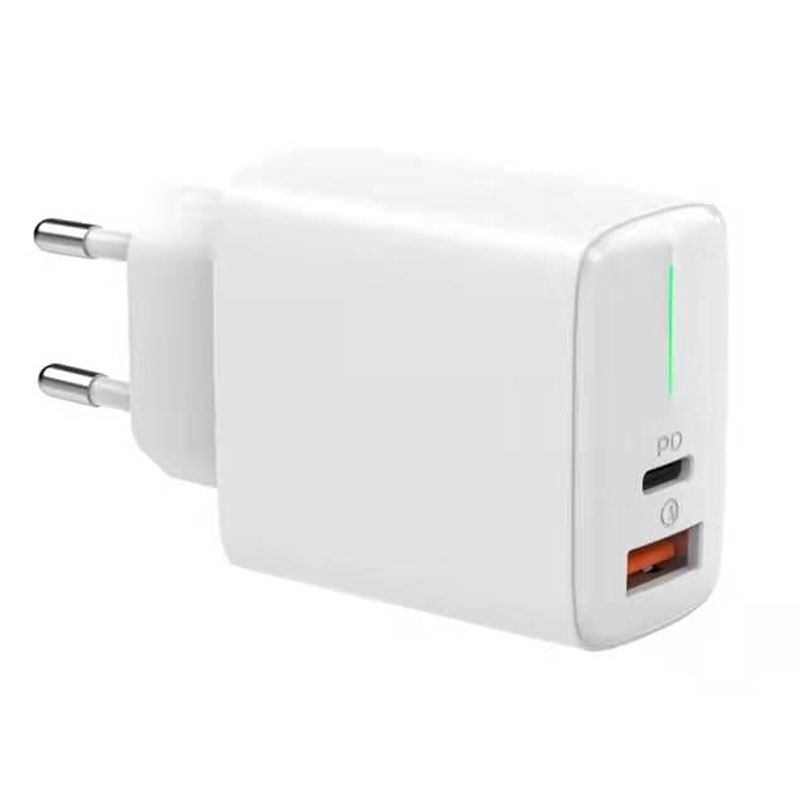 USB töltő, hálózati adapter USB - USB-C, gyorstöltéssel (5-12V/3-1.67A) - Fehér