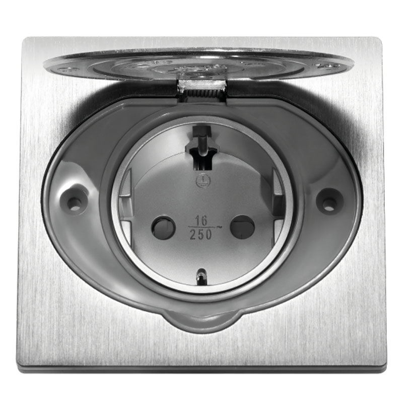 Hermetikus Schuko aljzat, IP44, gyermekvédelemmel, ezüst