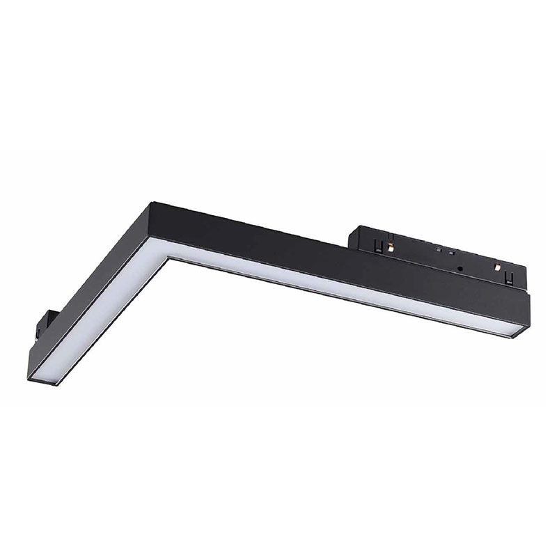 Genesis mágneses sínes L alakú sarok LED lámpa 90° horizontális, 27 cm, fekete - 24W (36°) természetes fehér, 48 Volt