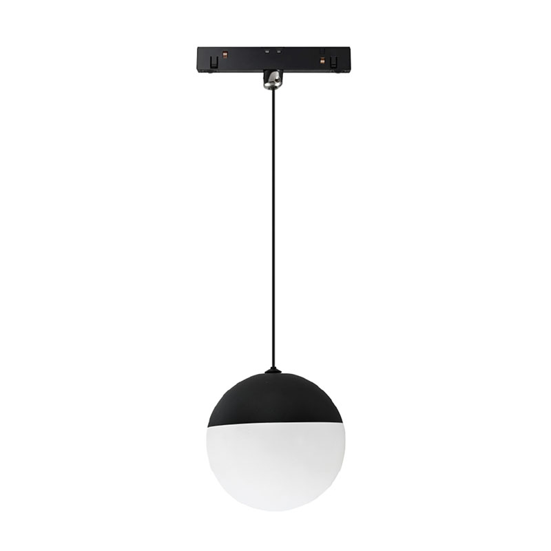 Genesis mágneses sínes LED lámpa, gömb alakú függeszték, 11.4 cm, fekete - 10W (36°) természetes fehér, 48 Volt