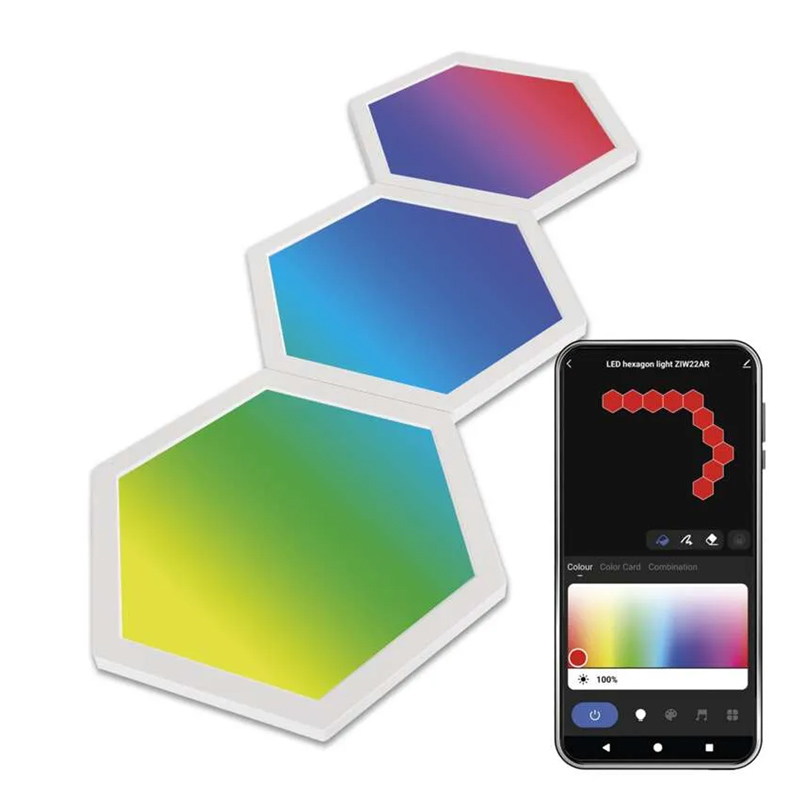 GoSmart Hexagon moduláris beltéri LED hangulatfény (RGBIC) bővíthető, Wi-Fi, 3 db