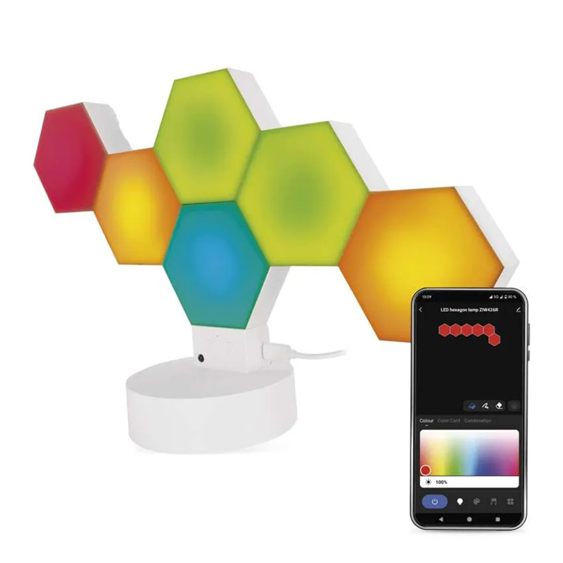 GoSmart Hexagon moduláris beltéri LED hangulatfény (RGBIC) Wi-Fi, 6 db