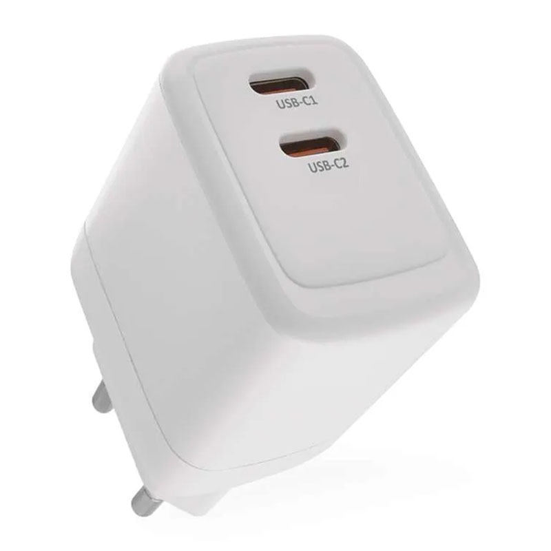 USB töltő, hálózati adapter 2 db USB-C, gyorstöltéssel 35W (5-20V/3-1.75A) - Fehér