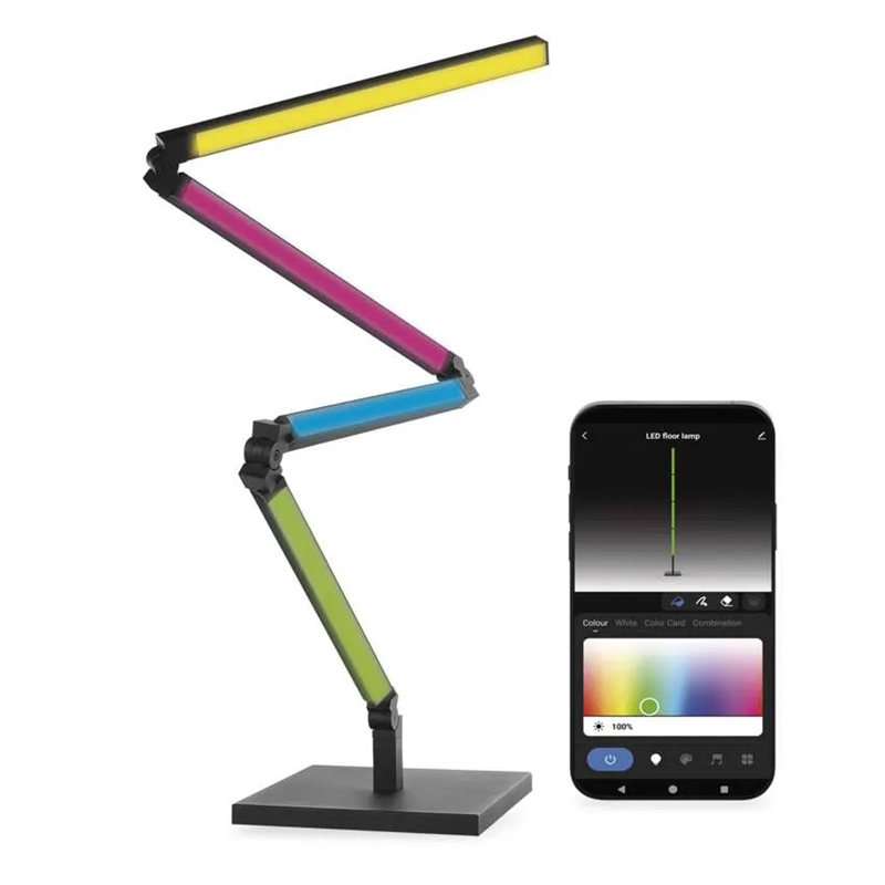 GoSmart LED állólámpa, hangulatfény, állítható, RGBIC, Wi-Fi (175 cm), fekete