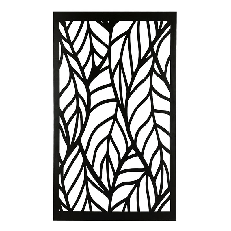 Fali dekorpanel, elliptikus levél minta, 90x150 cm, 3 mm HDF - Antracit