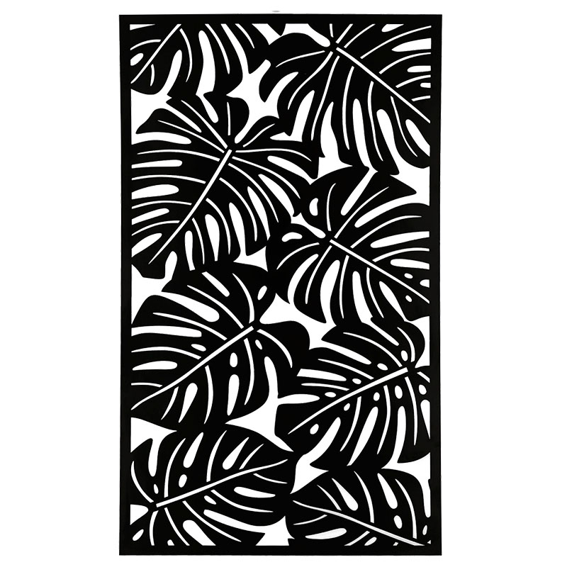 Fali dekorpanel, monstera levél minta, 90x150 cm, 3 mm HDF - Antracit