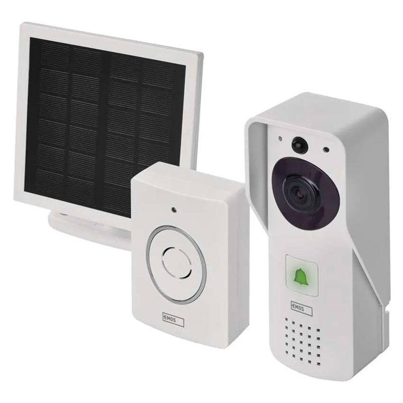 GoSmart videó kaputelefon szett, vezeték nélküli, akkumulátor, napelem, IP-09D (beltéri csengő + kameraegység) Wi-Fi, fehér