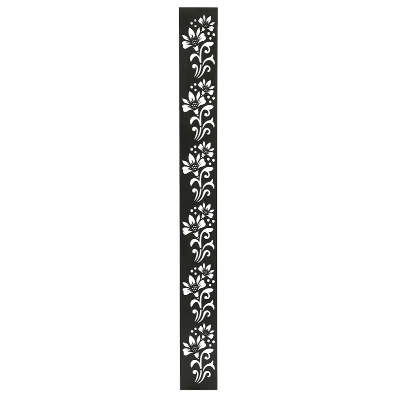 Fali dekorpanel, virág minta, 15x150 cm, 3 mm HDF - Antracit