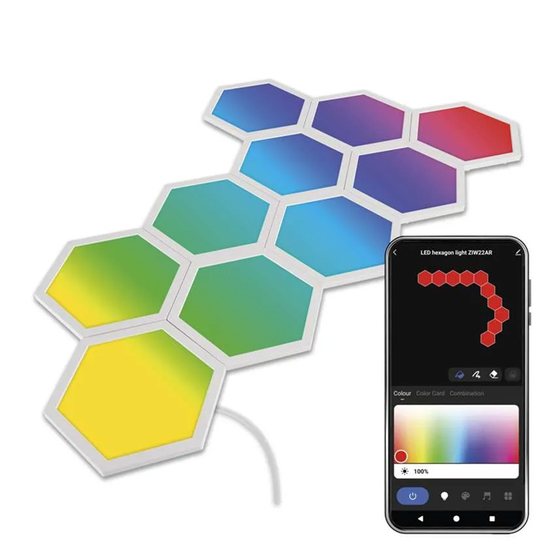 GoSmart Hexagon moduláris beltéri LED hangulatfény (RGBIC) Wi-Fi, 10 db