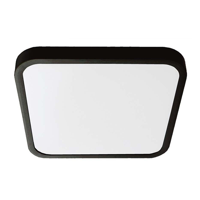 IP44 mennyezeti LED lámpatest - négyzet (24W/2500lm) hideg fehér, fekete (295 mm), Samsung chip