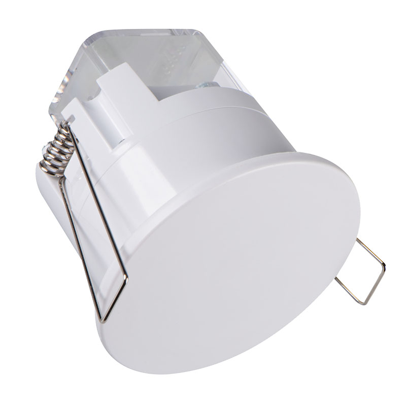 Mikrohullámú mozgásérzékelő, mennyezetbe süllyeszthető, IP54 fröccsenő víz ellen védett, max 1200W LED, PRESENSOR-O-WR-W PT