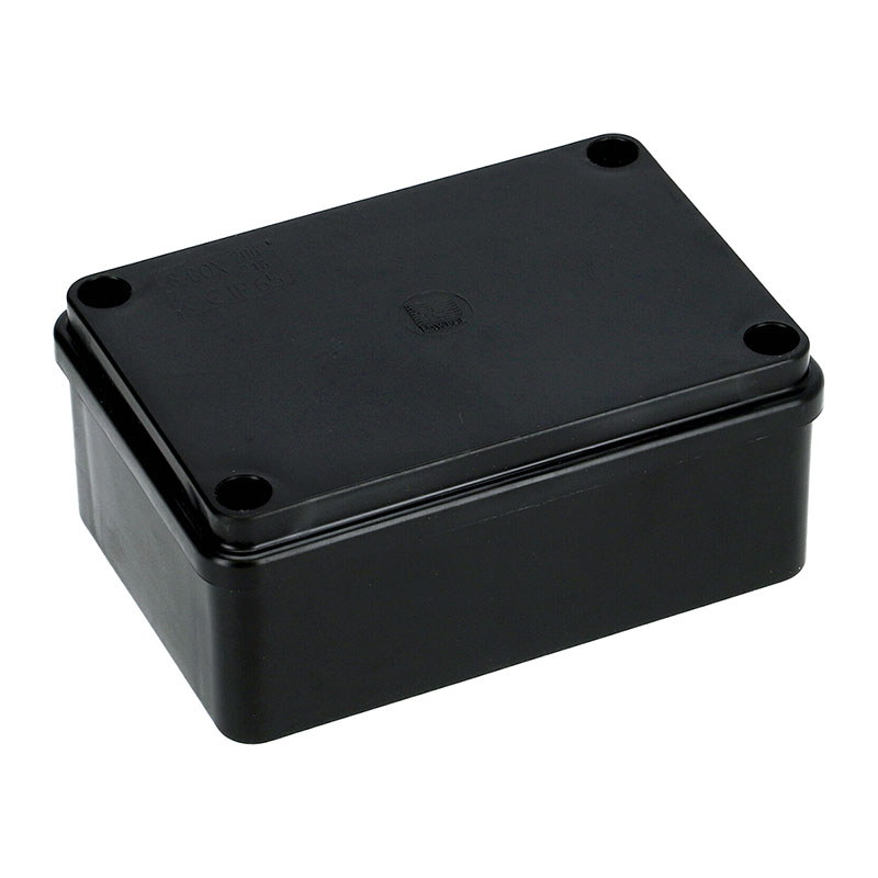 S-BOX sima falú kötődoboz csavaros fedéllel, (125x85x55 mm) IP65, fekete