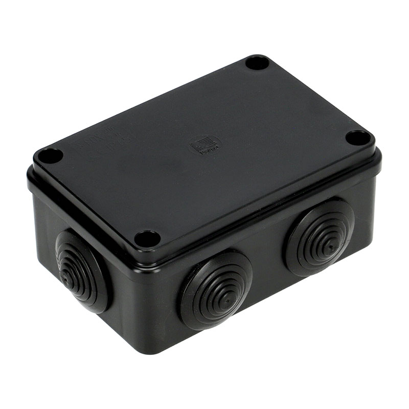 S-BOX membrános kötődoboz csavaros fedéllel, (125x85x55 mm) IP65, fekete