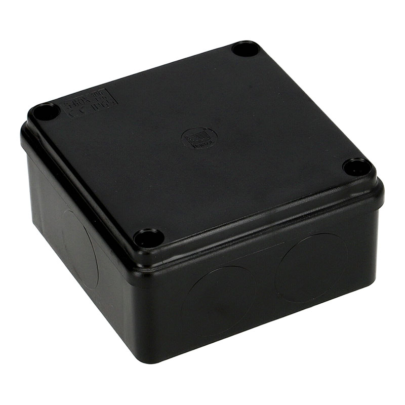 S-BOX sima falú kötődoboz csavaros fedéllel, (105x105x55 mm) IP65, fekete