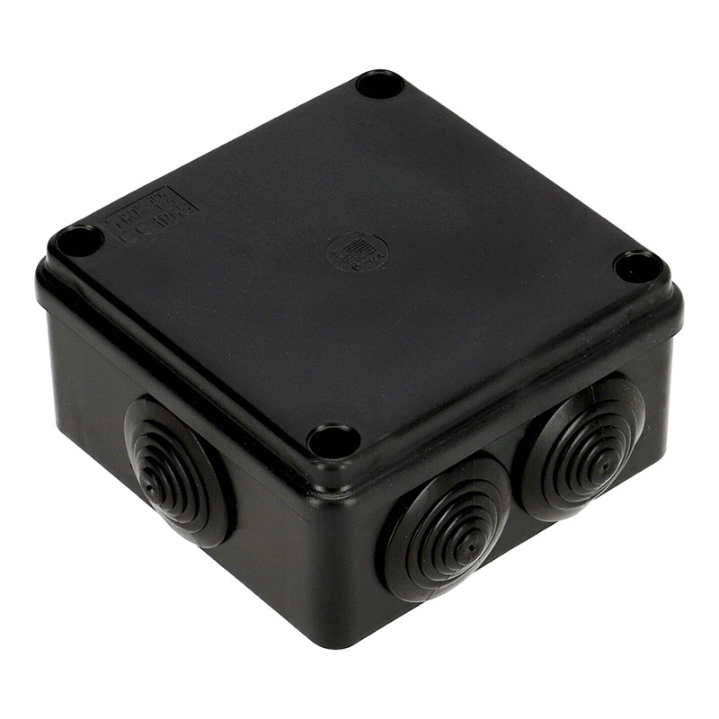S-BOX membrános kötődoboz csavaros fedéllel, (105x105x55 mm) IP65, fekete
