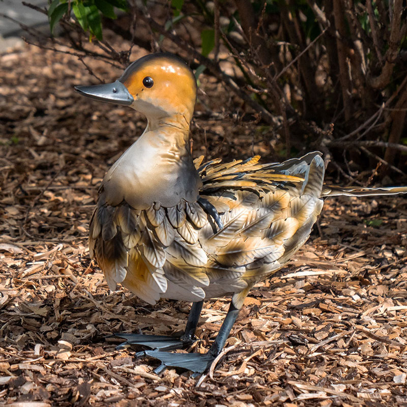 Ducky dekoratív kacsa figura, festett fém, színes